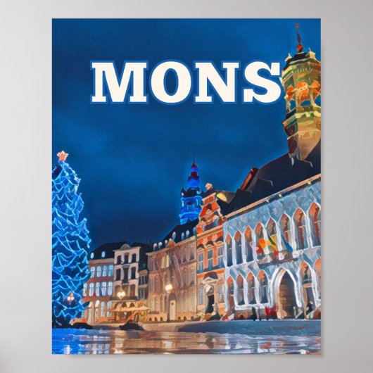 Plakat Mons Belgien Foto Vintage (Vorne)