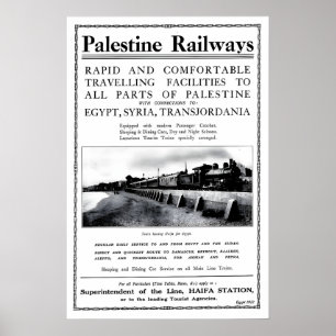 Plakat Palestine Railways Bahnhof Haifa Reise