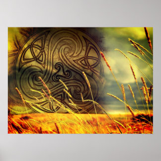 Plakat, Plakat, keltische Triskele, Natur, Feld, G Poster