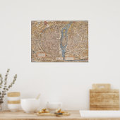 Plakat Plan Alt Paris Truschet und Hoyau 1553 (Küche)
