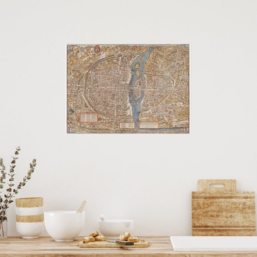 Plakat Plan Alt Paris Truschet und Hoyau 1553 (Küche)