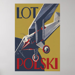 Plakat Polen LOT Polski Polnische Luftwaffe Zwisch