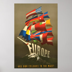 Plakat Pro-Europa Alle Farben auf dem Mast