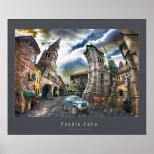 Plakat Raro Pueblo-  mit grauem Rahmen