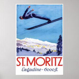 Plakat Reisen Schweiz St Moritz Ski