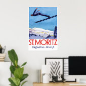 Plakat Reisen Schweiz St Moritz Ski (Heimbüro)