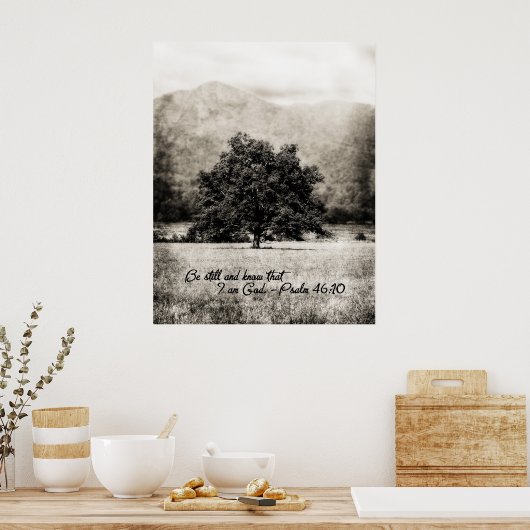 Plakat still und weiß, dass ich Gott bin (Küche)