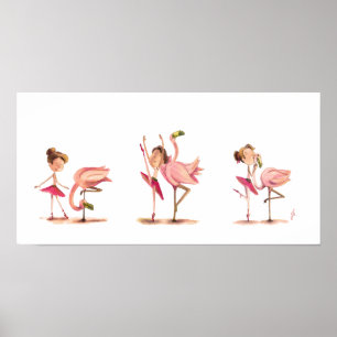 Plakat Tänzerin und Flamingo