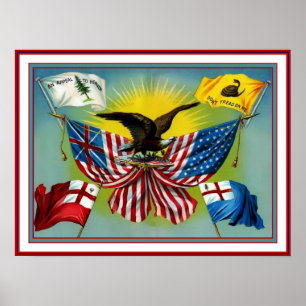 Plakat Vintage 1885 Geschichte der US-Flaggen