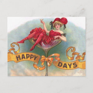 Plakat 'Vintage-Frau im Champagnerglas': Bar aus d Postkarte