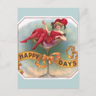 Plakat 'Vintage-Frau im Champagnerglas': Bar aus d Postkarte