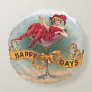 Plakat 'Vintage-Frau im Champagnerglas': Bar aus d Rundes Kissen
