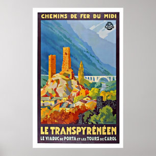 Plakat Vintage French Le Transpyrénéen Travel