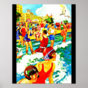 Plakat-Vintager Reise Kunst-Strand Poster