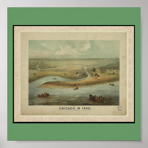Plakat-Vintages Karte-Chicago im Jahre 1820 Poster