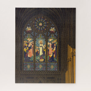 Plakat von 1923 mit einer Kirche mit Bleiglasfenst Puzzle