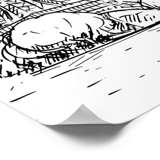 Plakat Zeichnung des Eiffelturms (Ecke)