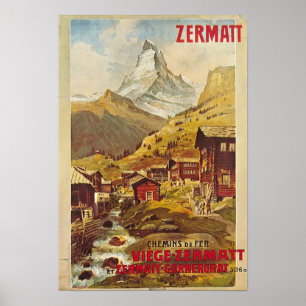 Plakat Zermatt Schweiz die Schweiz Gornergratbahn