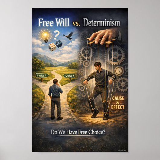 Plakat zur Denkdebatte über Freien Willen und Schi (Vorne)