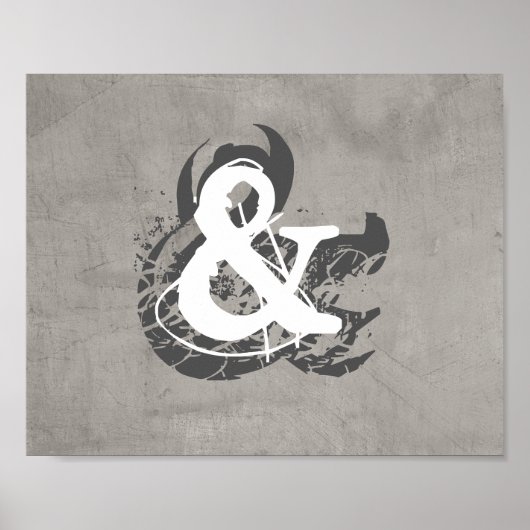 Plakatampersand auf erschütterter grauer Wandkunst Poster (Vorne)
