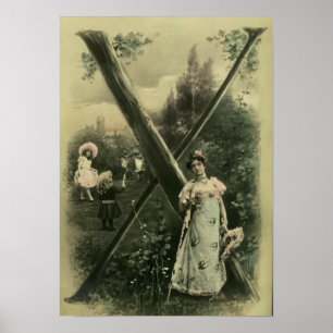 Plakatdruck des Monogramm-Buchstaben X Poster