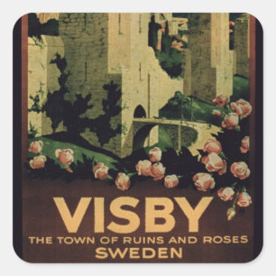 Plakate für die Stadt Visby, Schweden (colo Quadratischer Aufkleber