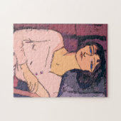 Plakate mit dem Gesicht einer Dame im Vintage-Stil Puzzle (Horizontal)