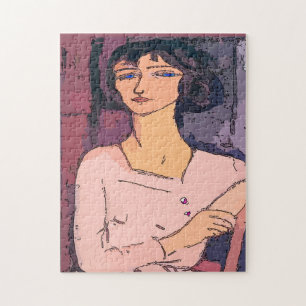 Plakate mit dem Gesicht einer Dame im Vintage-Stil Puzzle