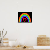 Plakatherz mit Pfote unter Regenbogen Poster (Küche)