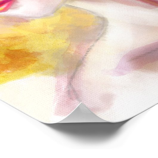 Plakatpapier (Matte) Zeichnend Wasserfarbe. Frau Poster (Ecke)