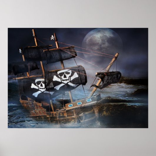 Plakatpapier PIRATE-GHOST-SCHIFF AUF ROCKEN Poster (Vorne)