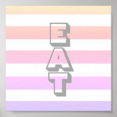 Plakattext in der Küche essen auf Pastellstreifen Poster (Vorne)