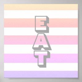 Plakattext in der Küche essen auf Pastellstreifen Poster