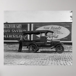 Plakatwandarbeiter, 1925. Vintage-Foto Poster