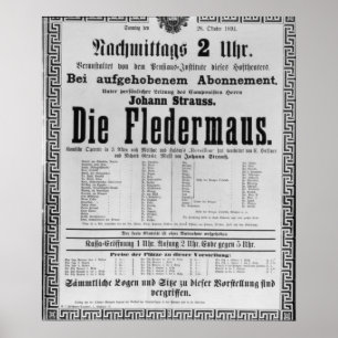 Plakatwerbung die Fledermaus durch Johann Poster
