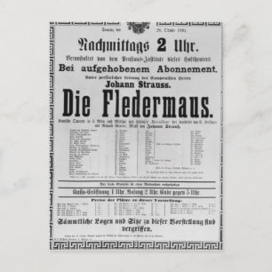 Plakatwerbung Die Fledermaus von Johann Postkarte