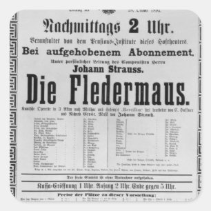 Plakatwerbung Die Fledermaus von Johann Quadratischer Aufkleber