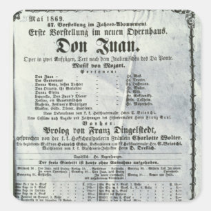 Plakatwerbung eine Leistung von 'Don Juan Quadratischer Aufkleber