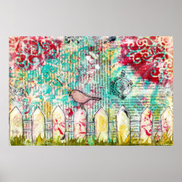 Plakatwerbung für Vogel- und Weißpickzaun Poster