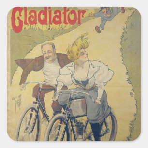 Plakatwerbung Gladiatorfahrräder Quadratischer Aufkleber