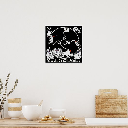 Plakatwerbung: Jugendstil Plakat Affentheater (Küche)