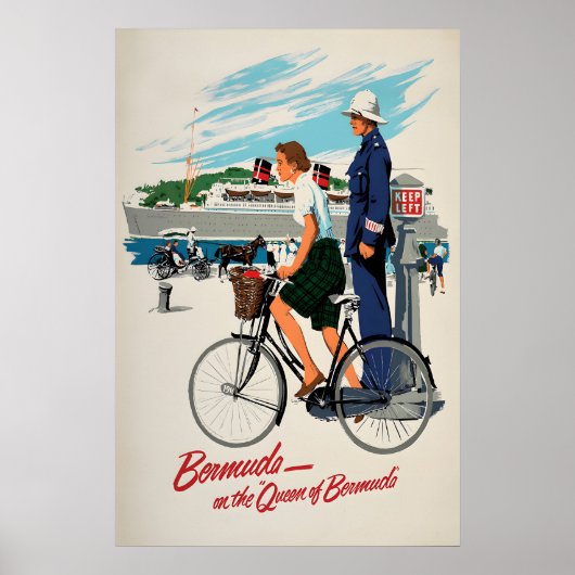 Plakatwerbung Queen Bermuda Dampfschiff Poster (Vorne)
