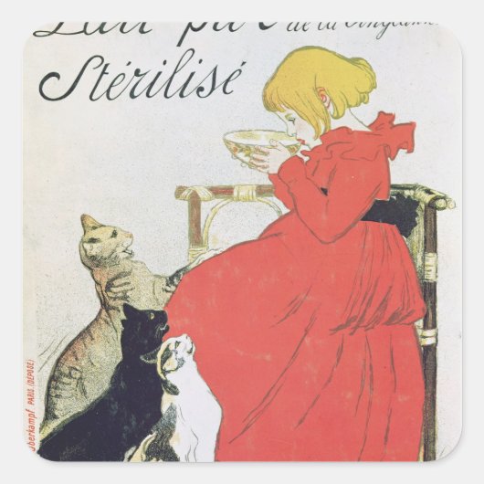 Plakatwerbung Reine Sterilisierte Milch Quadratischer Aufkleber (Vorderseite)