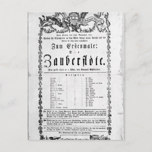 Plakatwerbung 'The Magic Flute' Postkarte (Vorderseite)