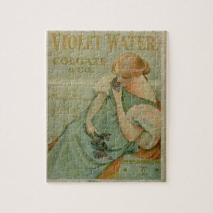 Plakatwerbung "violettes Wasser", durch Colgate u. Puzzle