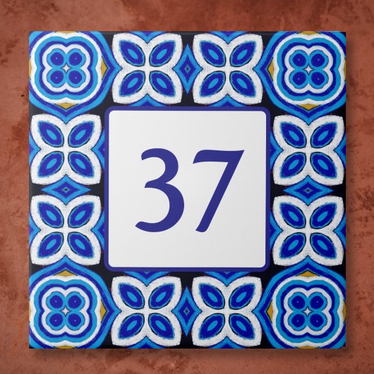 Plakette des weißen und blauen Mittelmeers Fliese