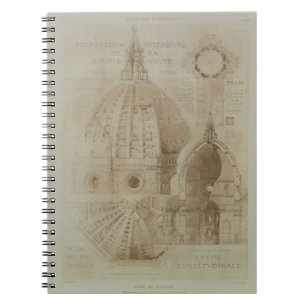 Plan, Abschnitt und Aufzug von Florenz-Kathedrale, Notizblock