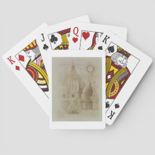 Plan, Abschnitt und Höhe der Kathedrale von Floren Spielkarten