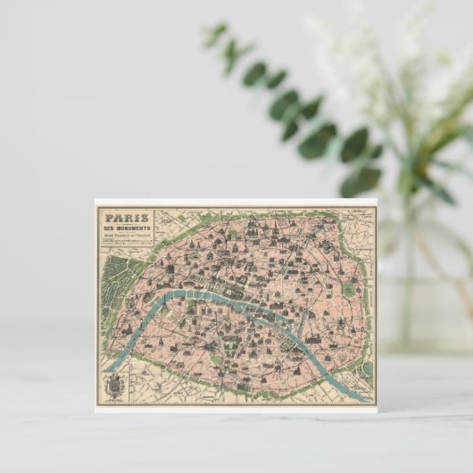 Plan ancien Paris et ses monuments Postkarte (Stehend Vorderseite)