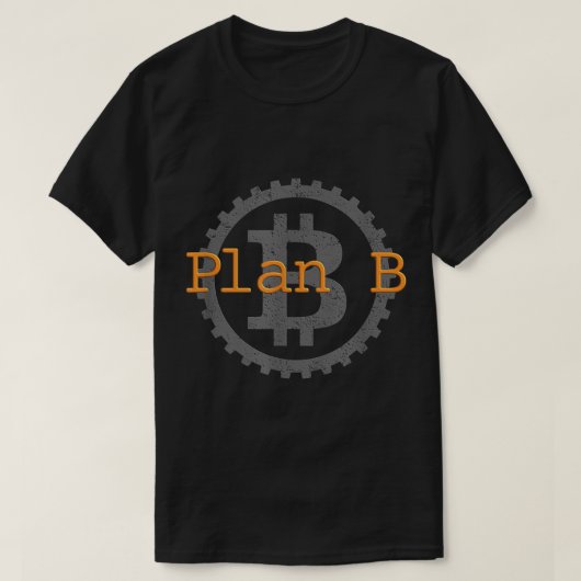 Plan B Bitcoin Zahnrad-Design T-Shirt (Design vorne)